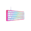 HyperX Alloy Origins 60 Pink Gaming Mechanical Keyboard showing the left side view featuring customizable RGB lighting