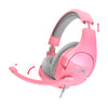 HyperX Cloud Stinger Pink Gaming Headset, angled view showing extension feature and rotation angle of the microphone