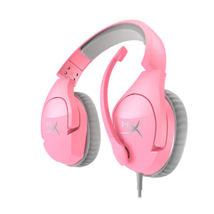 HyperX Cloud Stinger Pink Gaming Headset, angled view view earcups rotated