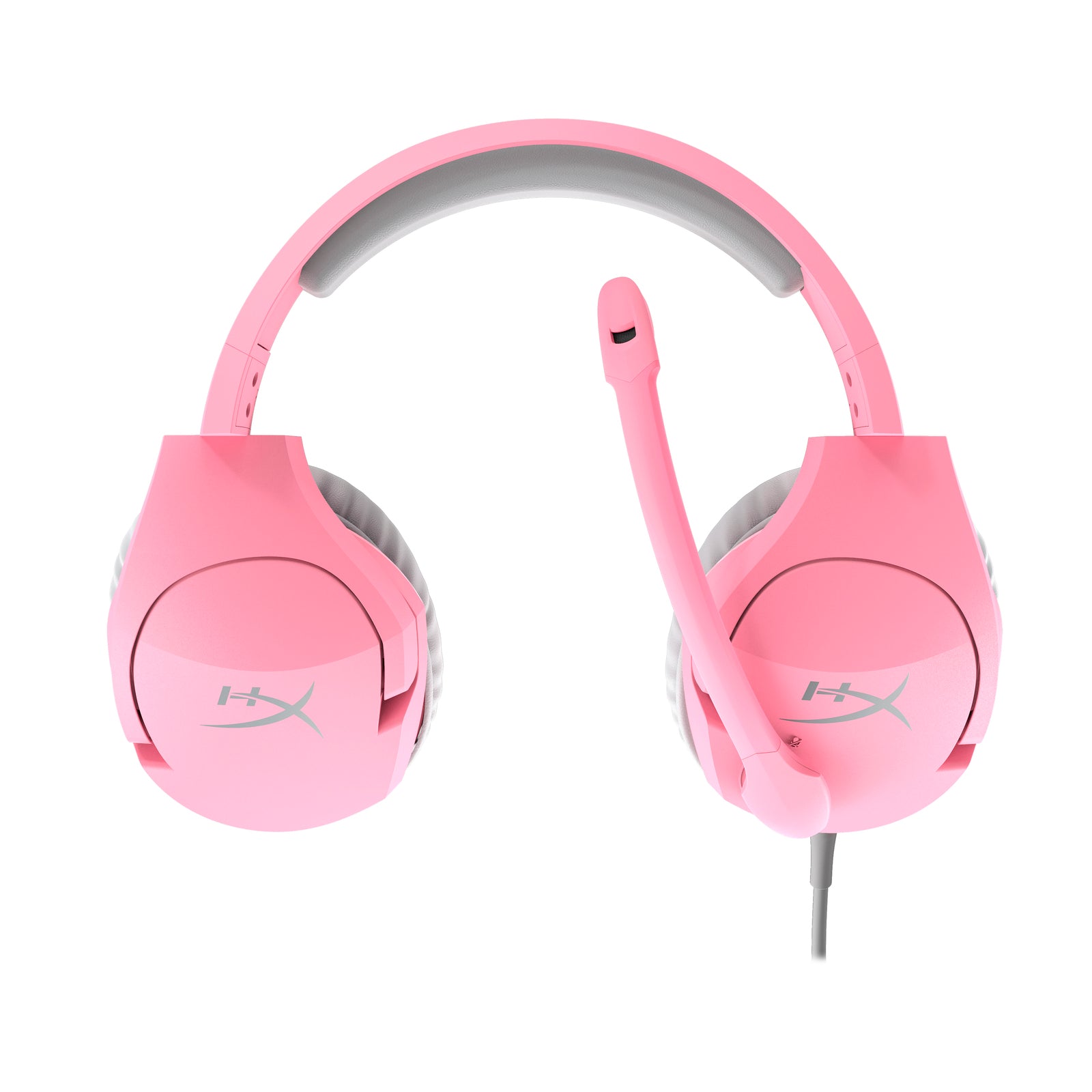 HyperX Cloud Stinger Pink Gaming Headset, front view view earcups rotated