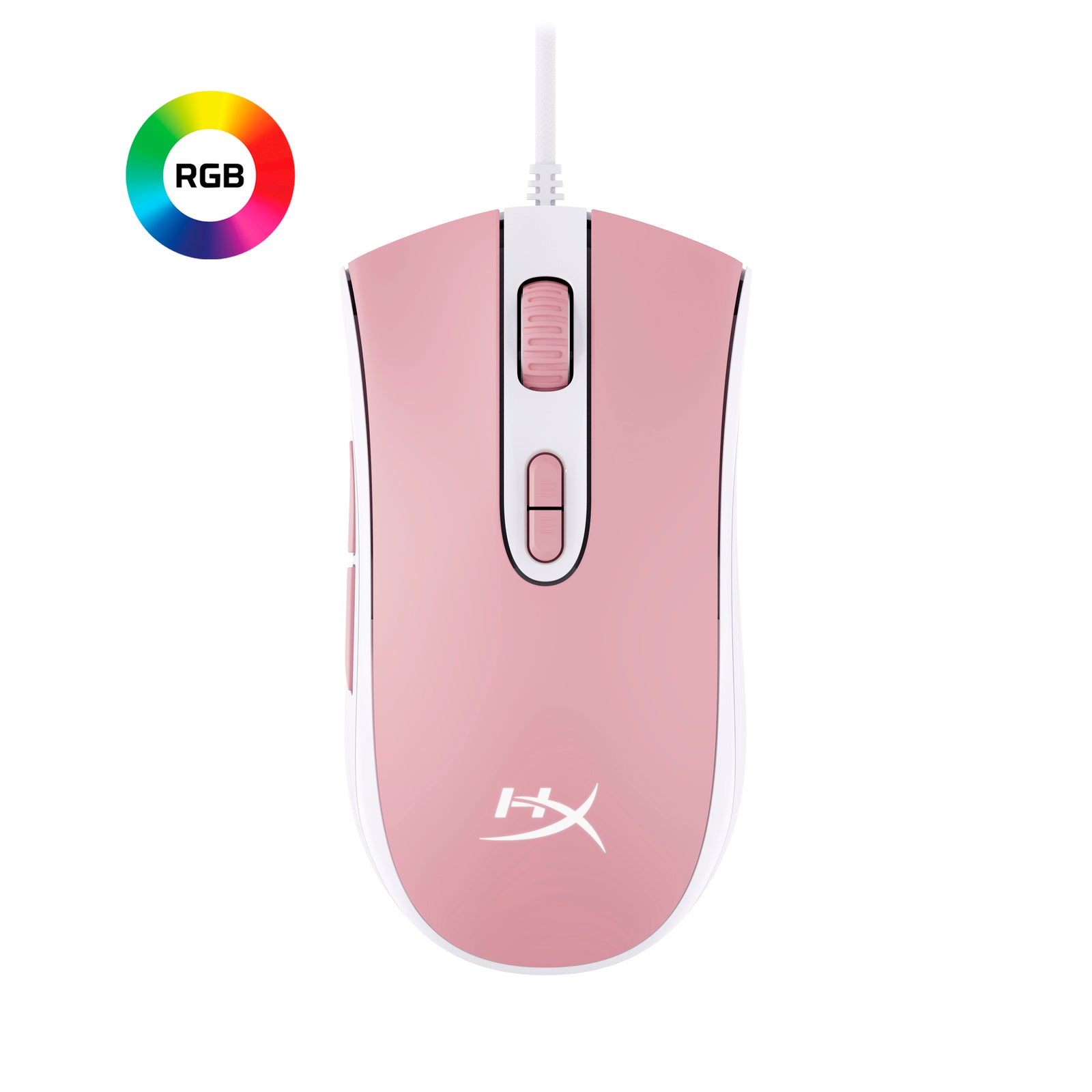 HyperX Pulsefire Core Pink Gaming Mouse Main Product view, showing RGB